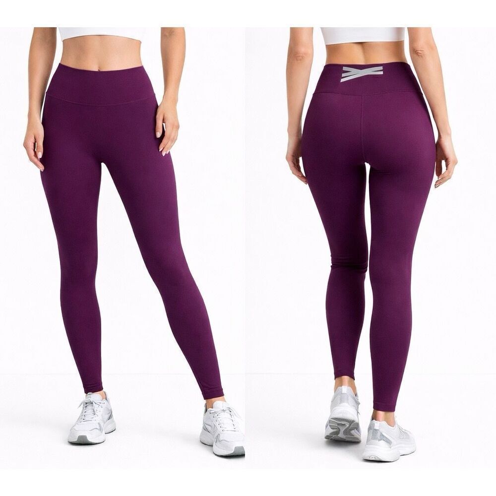 Fabletics burgundy sleek seamless cross back ankle leggings M